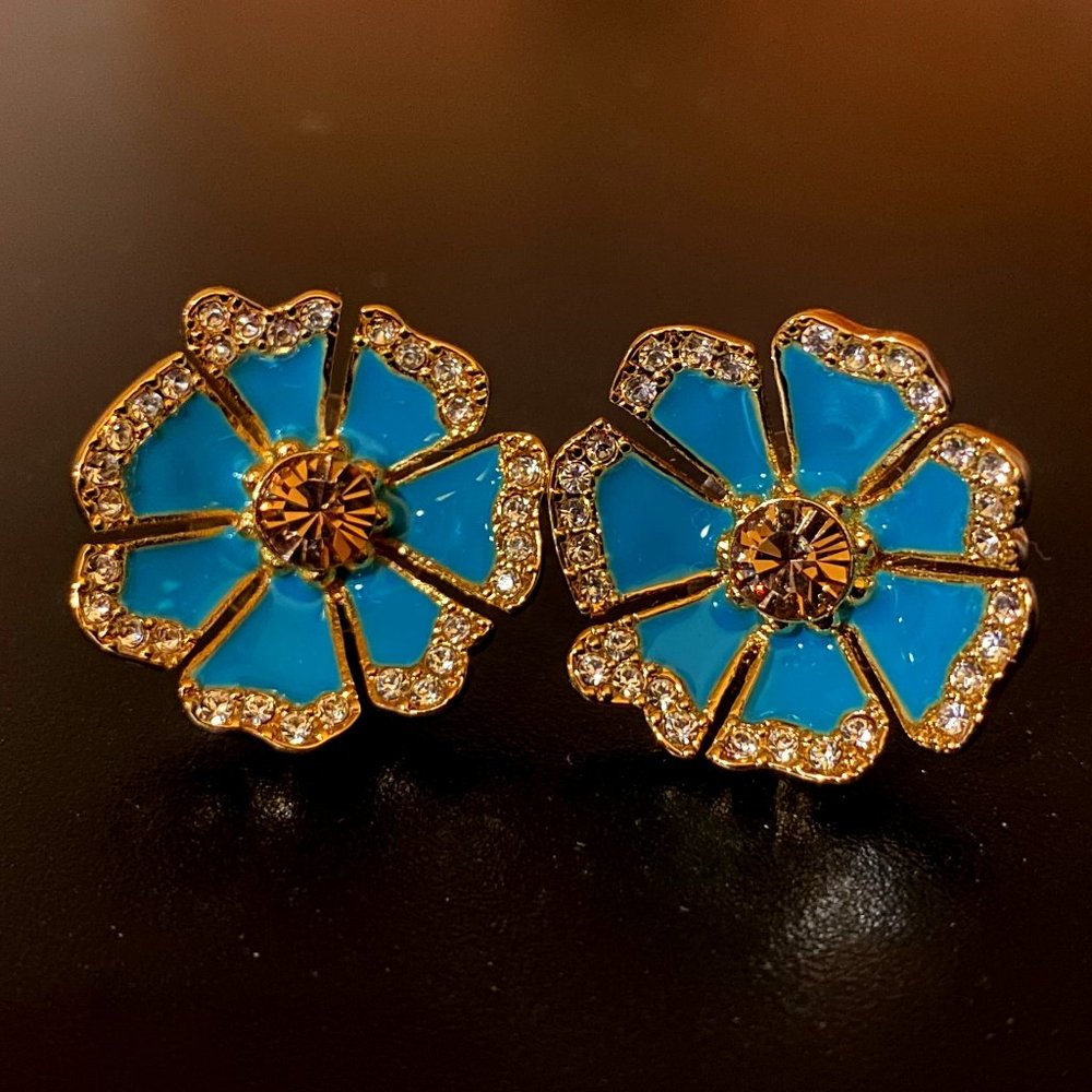Kate Spade Enamel and Rhinestone Flower Earrings